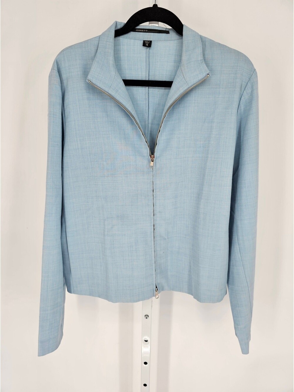 Isda & Co Women's Blue Long Sleeve Zip Up Collared Blended Jacket Size 14